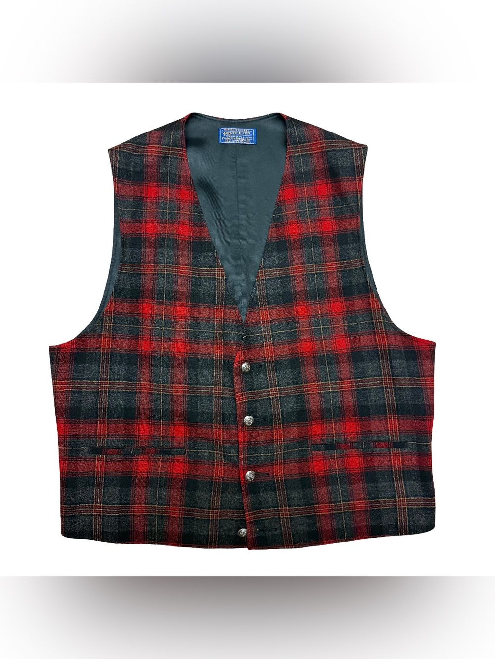 Vintage 60s Pendleton Wool Vest Red Plaid Made in USA Small